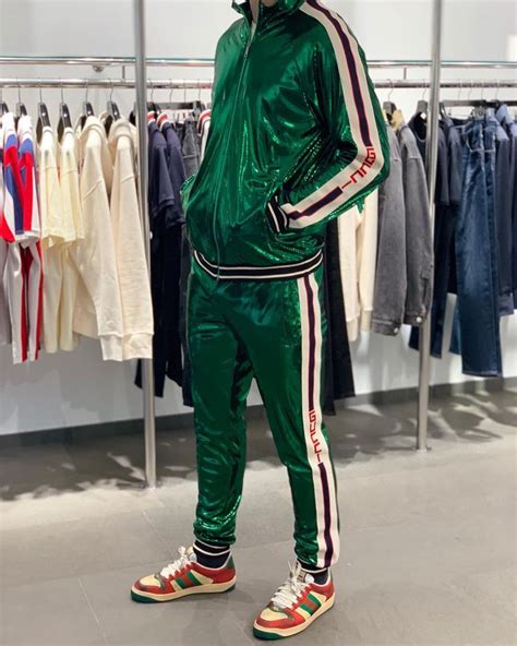 gucci green and red tracksuit|Gucci women tracksuit.